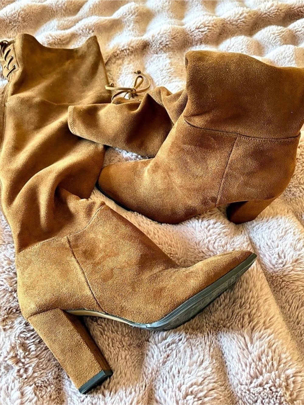 Vince Camuto Suede Heeled Boots in Brown